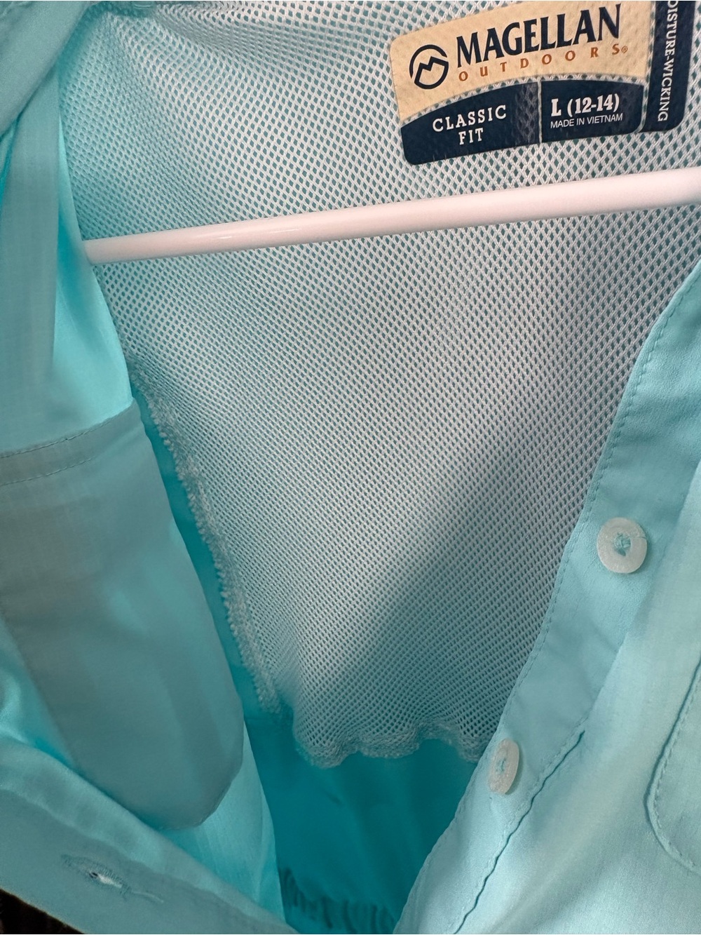 Magellan Outdoors Aqua Drawstring Shirt Dress with Chest Pockets - Picture 4 of 7